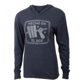 T-shirt Unisex manches longues et capuche JUMPBOX FITNESS modèle HECHO EN EL BOX 1