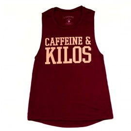 CAFFEINE & KILOS - Muscle Tank Mujer "Bold Logo" - Maroon