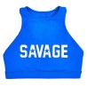 SAVAGE BARBELL - Women Sports Bra "High Neck "Blue Saphire"