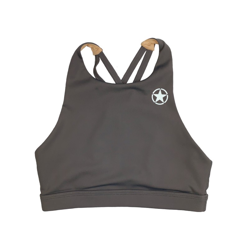 savage barbell woman Sports Bra 4 Strap- High Chest Pepper dr wod