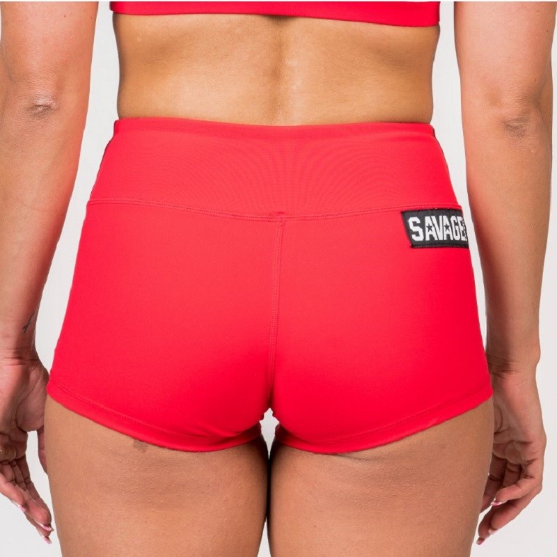 savage barbell woman short red