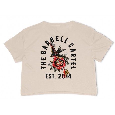 THE BARBELL CARTEL - Woman Tee American Traditional CROP" SAND