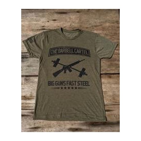 Tee-shirt Homme THE BARBELL CARTEL modèle BIG GUNS FAST STEEL - Kaki, XL 1